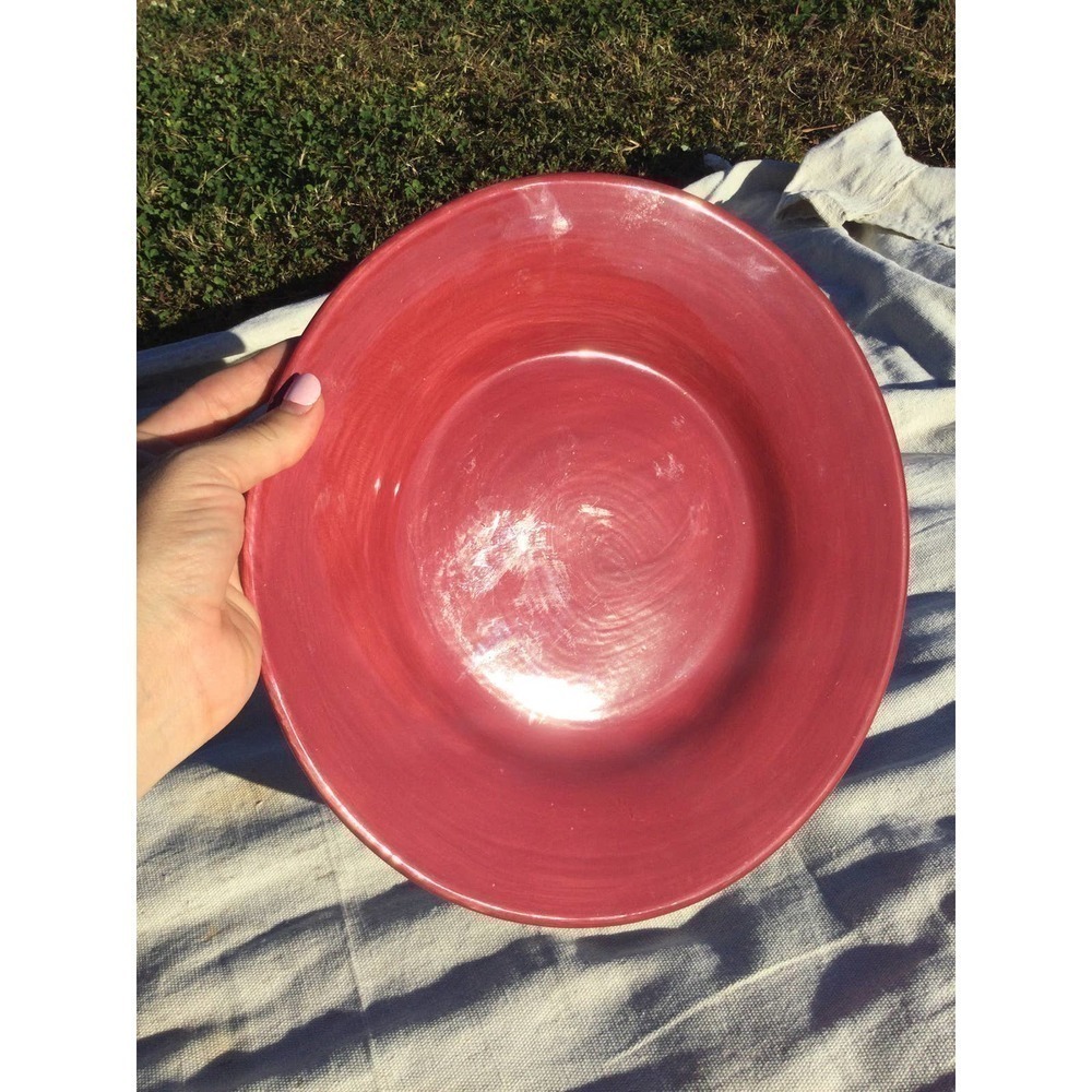 Pottery Barn‎ Sausalito red dinner plate 12” boho ceramic pottery hand painted